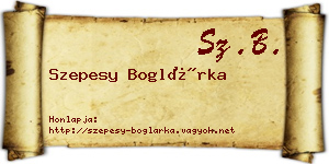 Szepesy Boglárka névjegykártya